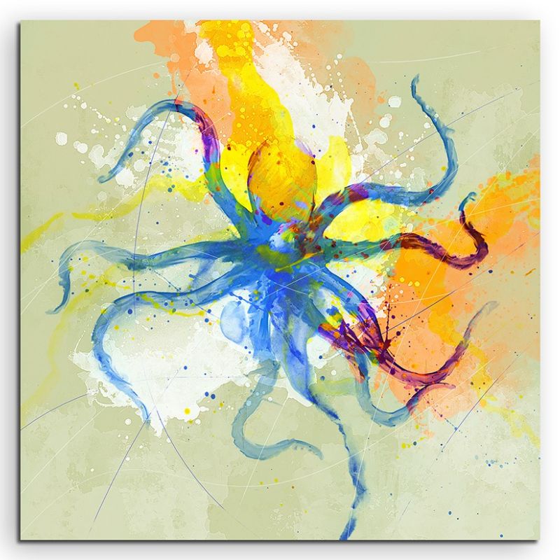 Octopus 60x60cm Aquarell Art Leinwandbild