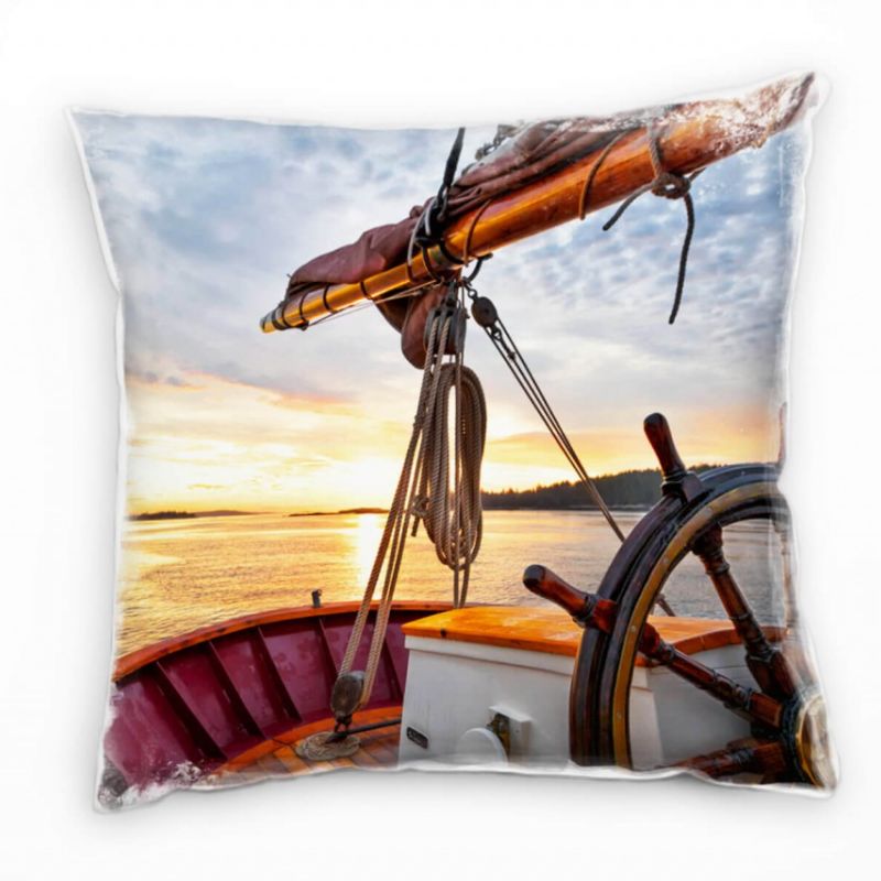 künstlerische Fotografie, Boot, Sonnenaufgang Deko Kissen 40x40cm für Couch Sofa Lounge Zierkissen