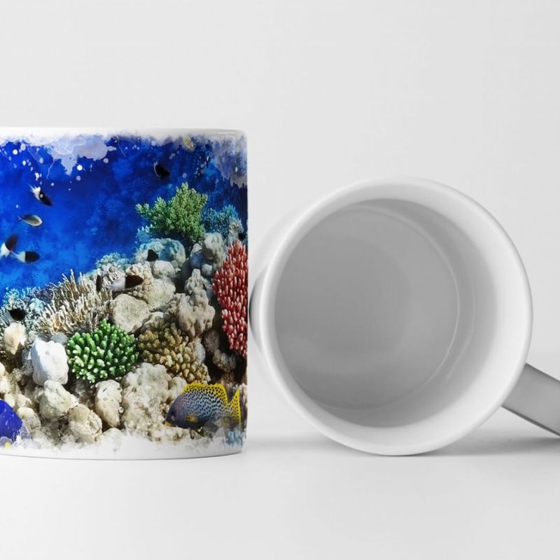 Tasse Geschenk Naturfotografie – Buntes Korallenriff mit Fischen