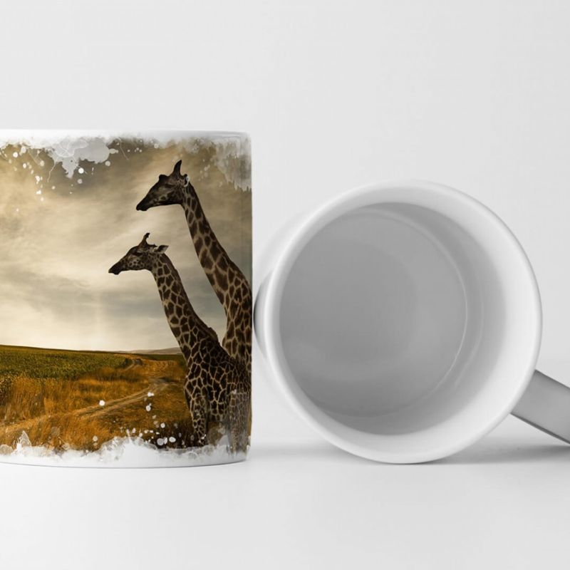 Tasse Geschenk Tierfotografie – Zwei Giraffen in der Landschaft