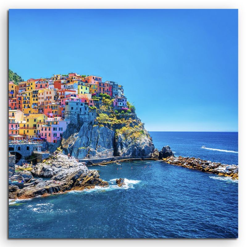 Landschaftsfotografie – Farbenfroher Hafen, Cinque Terre, Italien auf Leinwand