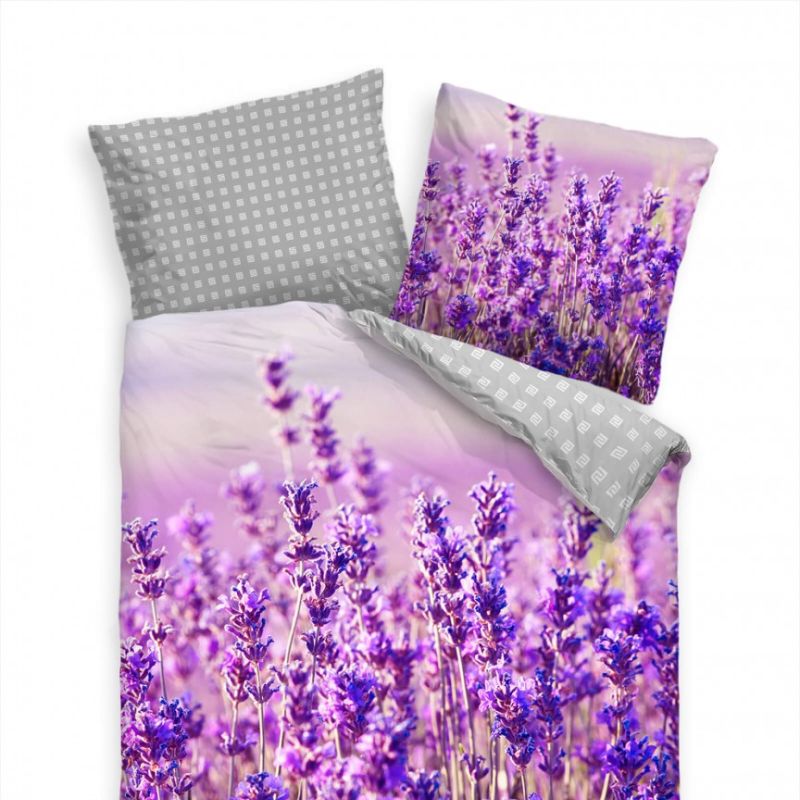 Feld Lavendel Sommer Purpur Lila Bettwäsche Set 135×200 cm + 80x80cm  Atmungsaktiv