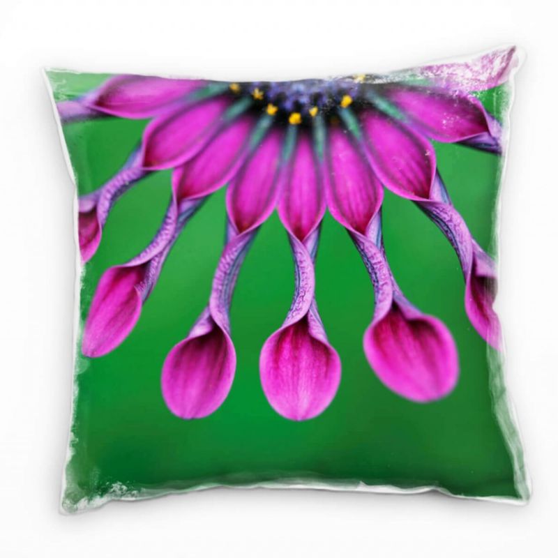 Macro, Blume, pink, grün, gelb, lila Deko Kissen 40x40cm für Couch Sofa Lounge Zierkissen