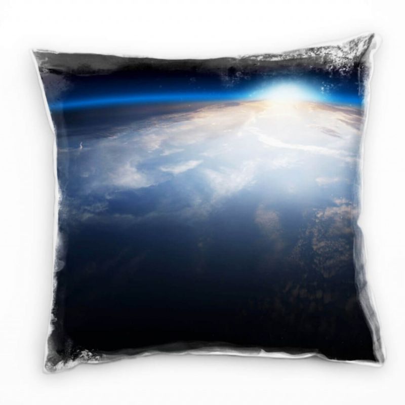 künstlerische Fotografie, blau, Erde, Weltall Deko Kissen 40x40cm für Couch Sofa Lounge Zierkissen