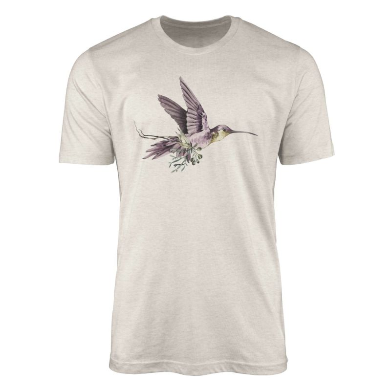 Herren Shirt Organic T-Shirt  Aquarell Motiv Kolibri Bio-Baumwolle Ökomode Nachhaltig Farbe