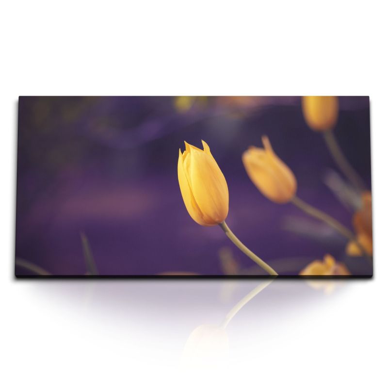 Kunstdruck Bilder 120x60cm Gelbe Tulpen Blumen Kunstvoll Blüten