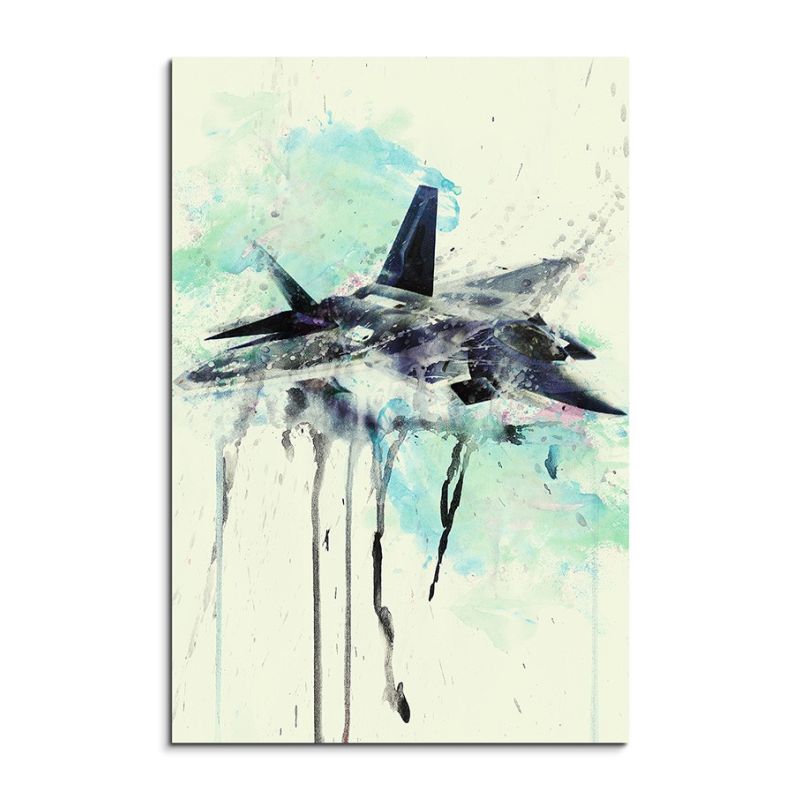 Military Fighter Jet 90x60cm  Aquarell Art Leinwandbild