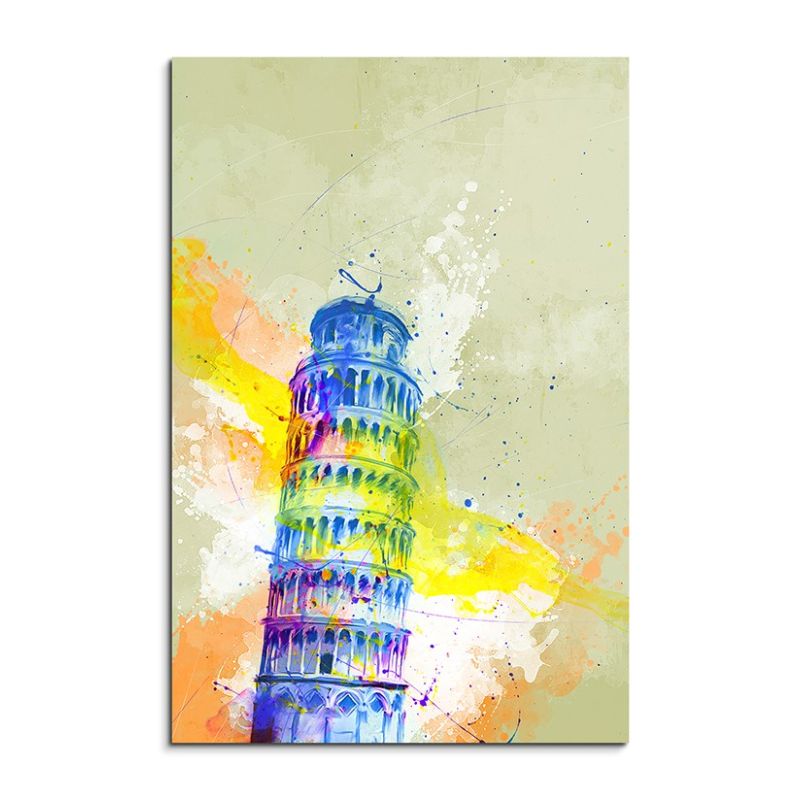 Schiefe Turm von Pisa 90x60cm Aquarell Art Leinwandbild