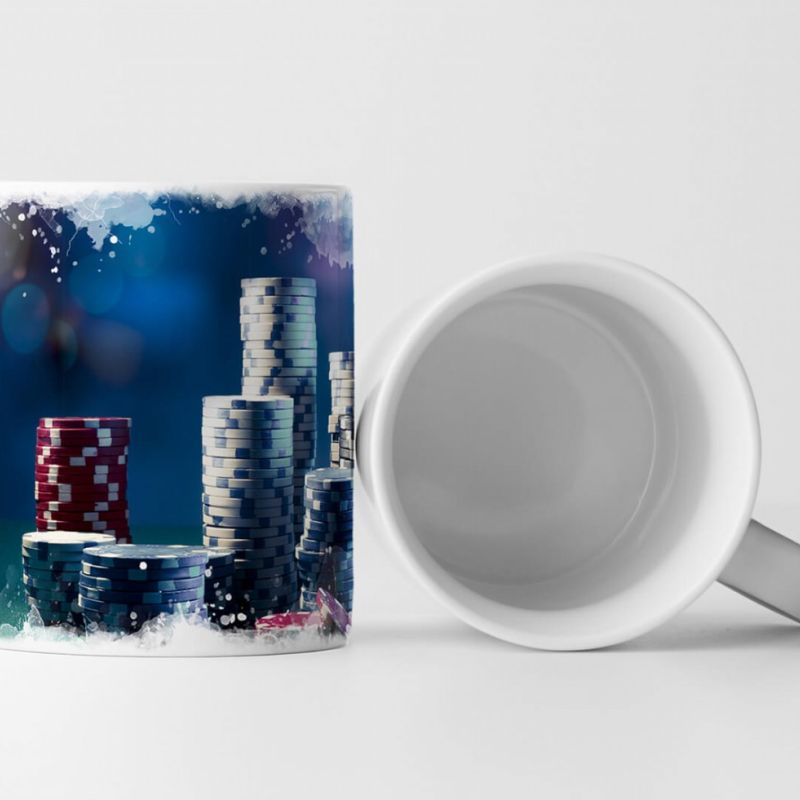 Tasse Geschenk Künstlerische Fotografie – Pokerchips auf dem Spieltisch