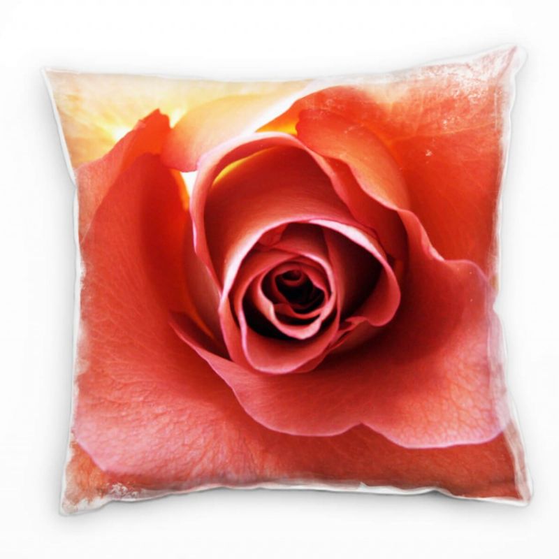 Natur, Macro, Rose, Blumen, Rosa Deko Kissen 40x40cm für Couch Sofa Lounge Zierkissen