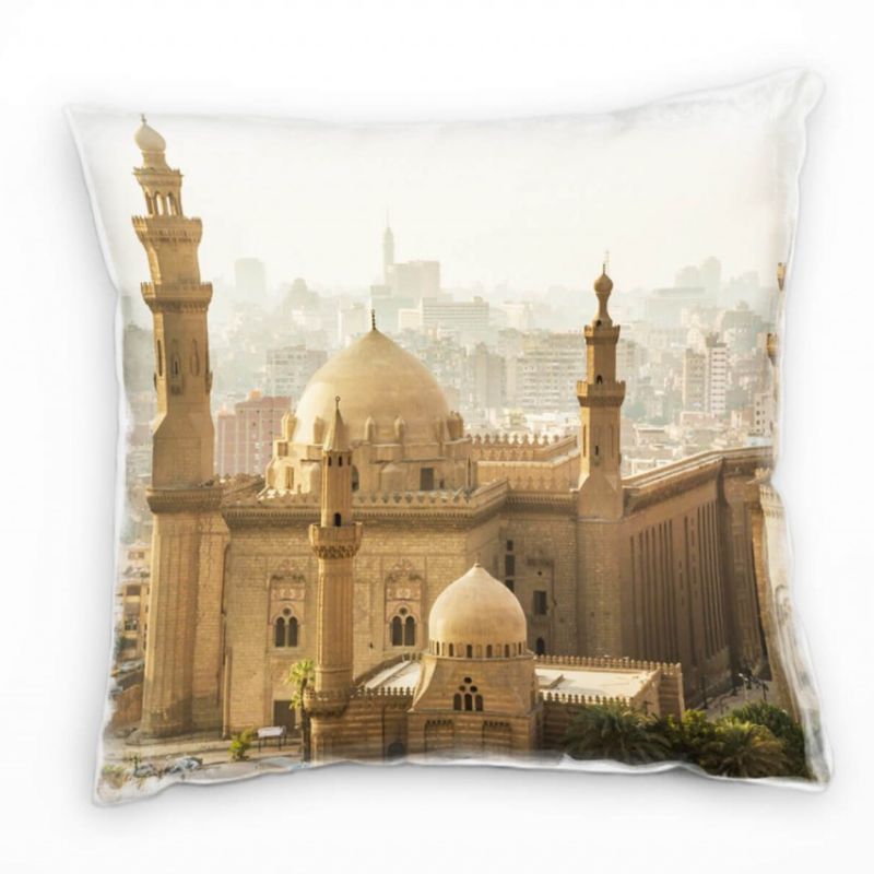 City, Moschee, Kairo, Ägypten, braun Deko Kissen 40x40cm für Couch Sofa Lounge Zierkissen