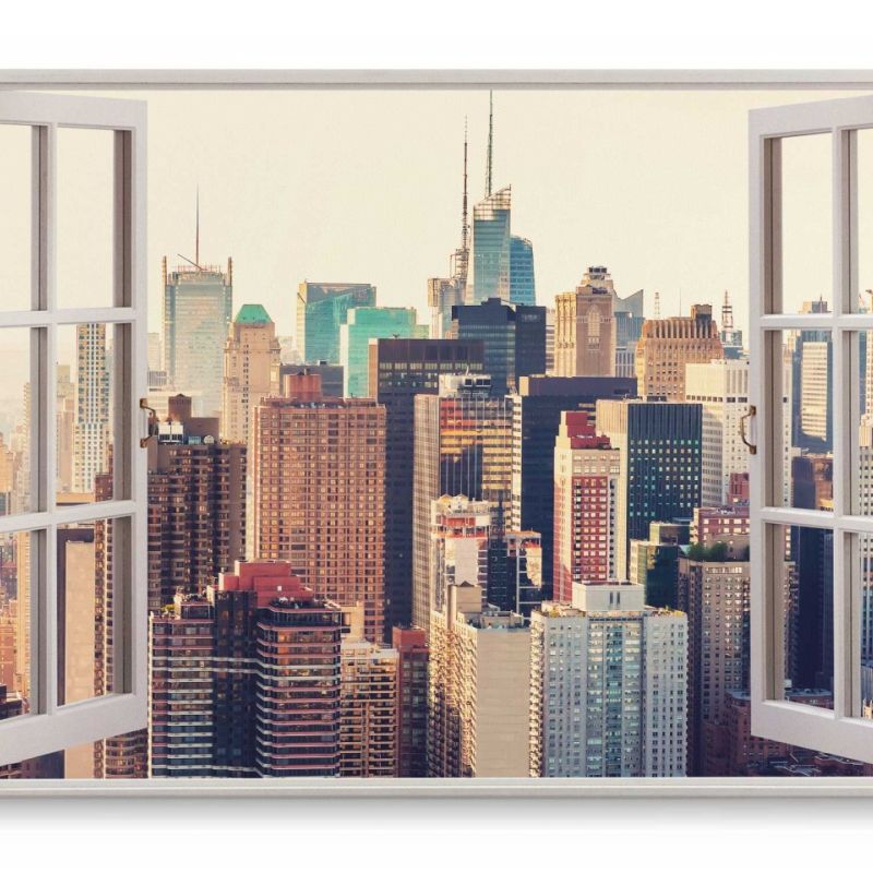 Wandbild 120x80cm Fensterbild New York Hochhäuser Manhattan Skyline