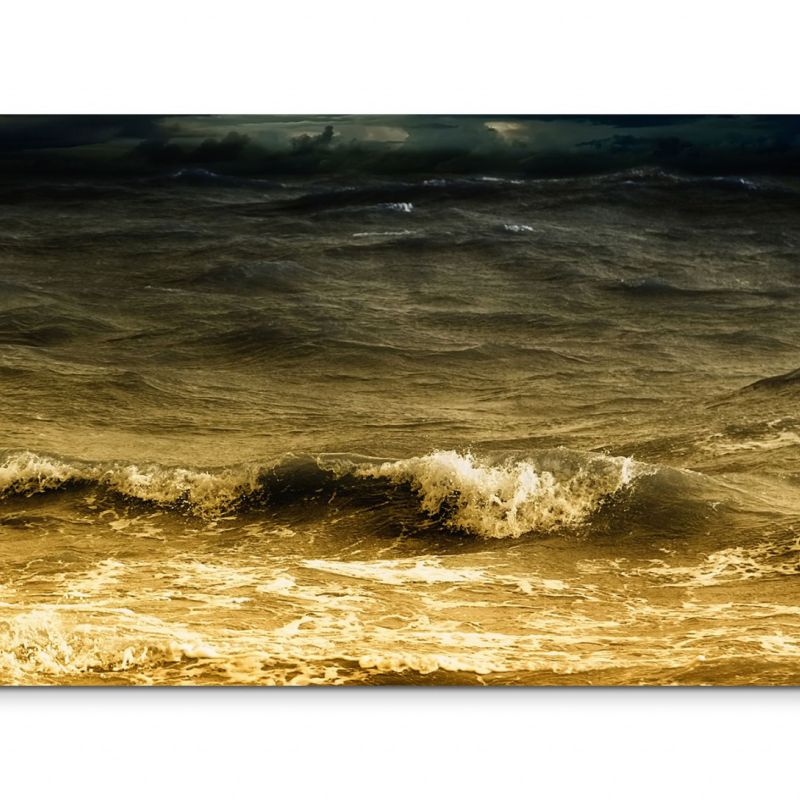 120x80cm Wandbild Ozean Wellen Sturm Wolkenhimmel