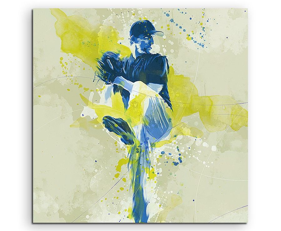 Baseball I 60x60cm SPORTBILDER Paul Sinus Art Splash Art Wandbild Aquarell Art