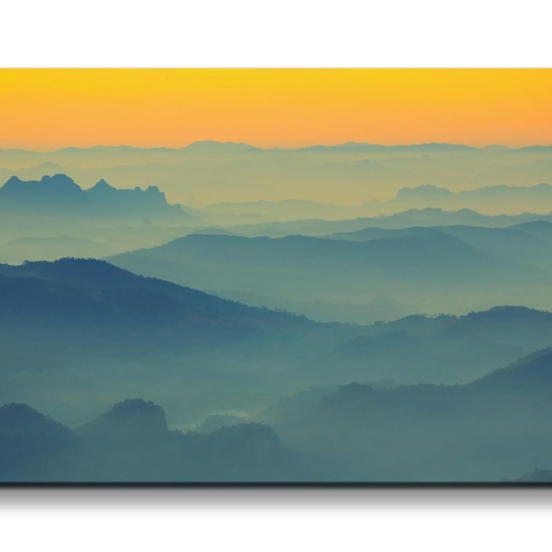 Leinwandbild 120x60cm Berge Bergkette Nebel Harmonie Friedlich Stille Himmel