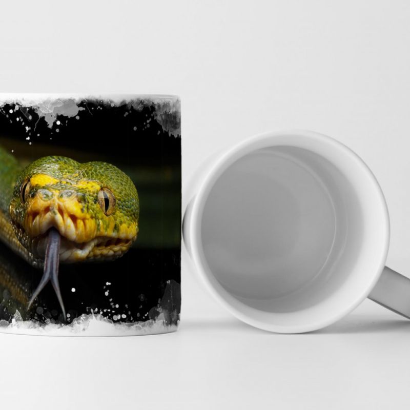 Tasse Geschenk Tierfotografie – grüne Baumpython