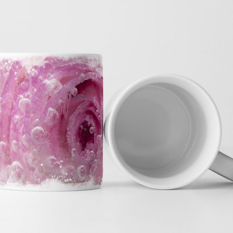 Tasse Geschenk Fotografie – gefrorene Rose in rosa