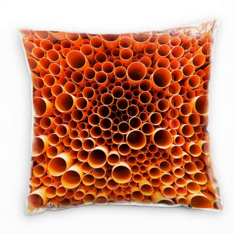 Macro, Strohhalme, orange, schwarz Deko Kissen 40x40cm für Couch Sofa Lounge Zierkissen