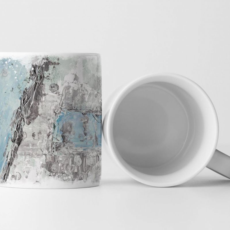 Tasse Geschenk hellblau-hellgrau Abstraktion