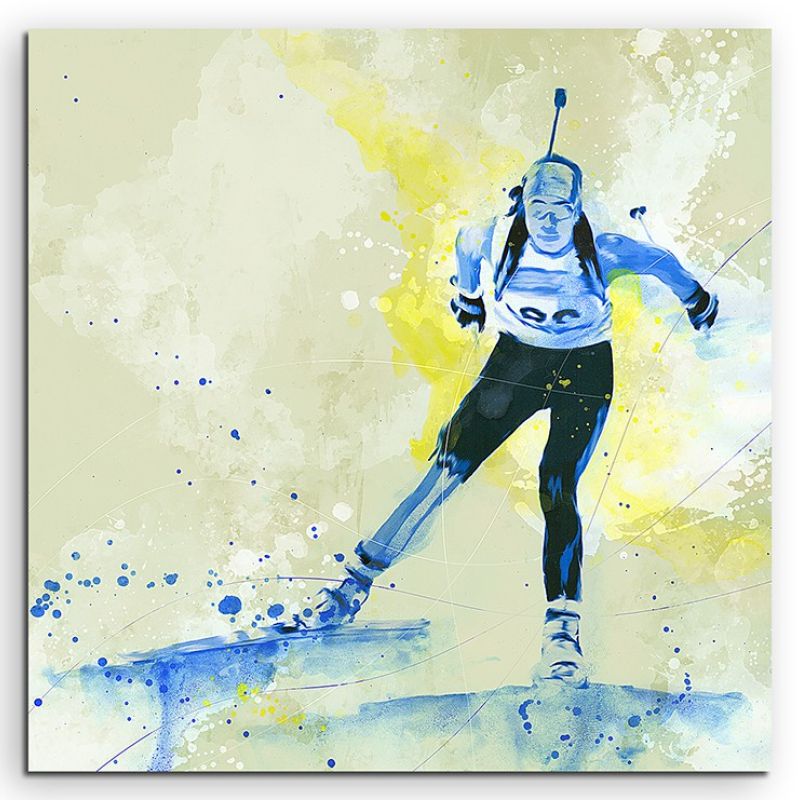 Biathlon II 60x60cm SPORTBILDER Paul Sinus Art Splash Art Wandbild Aquarell Art