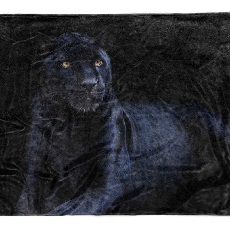 Handtuch Strandhandtuch Saunatuch Kuscheldecke  mit Tiermotiv Schwarzer Panther