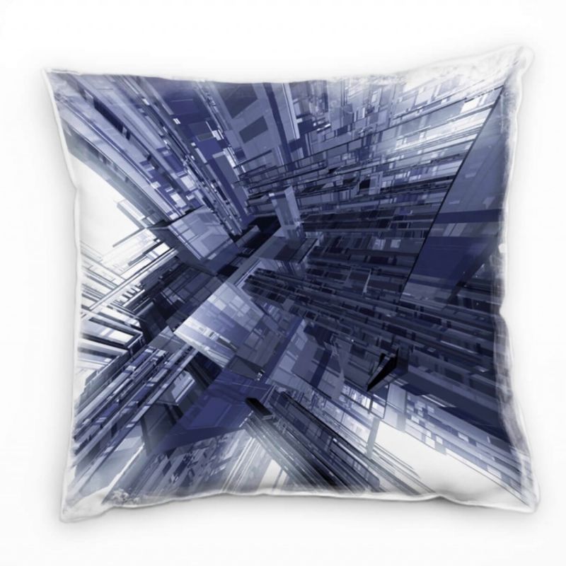 Abstrakt, schwarz, weiß, futuristisch, dreidimensional, Linien Deko Kissen 40x40cm für Couch Sofa Lo