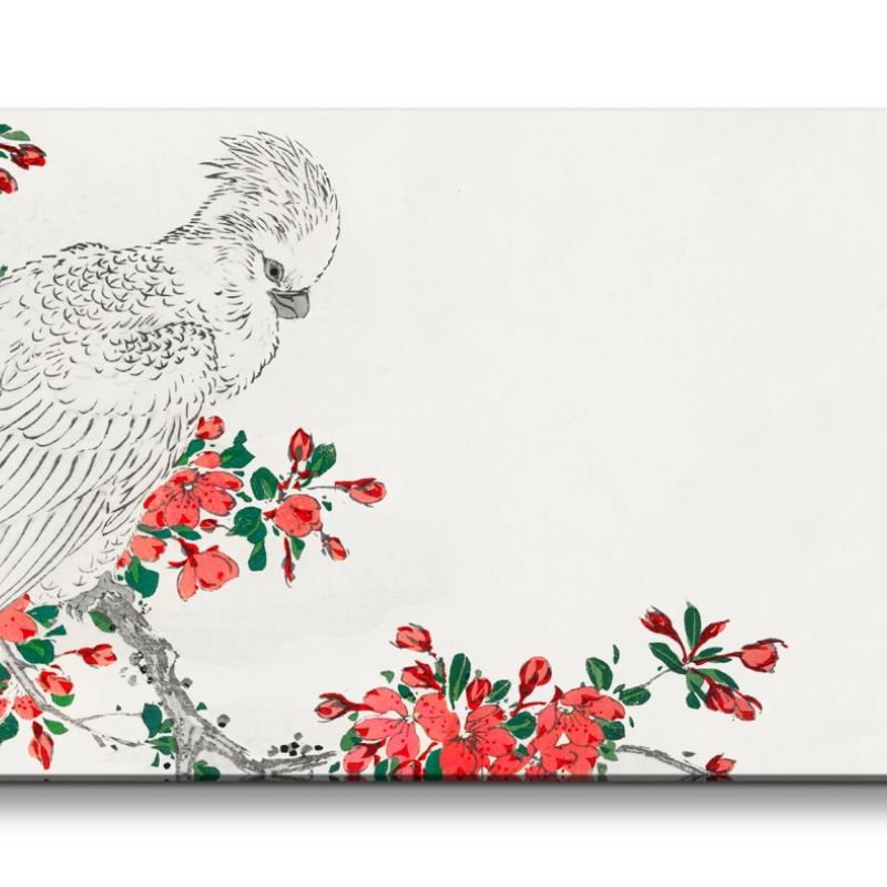 Remaster 120x60cm Wunderschöne traditionell japanische Kunst Zeitlos Papagei Baumblüten Frühling