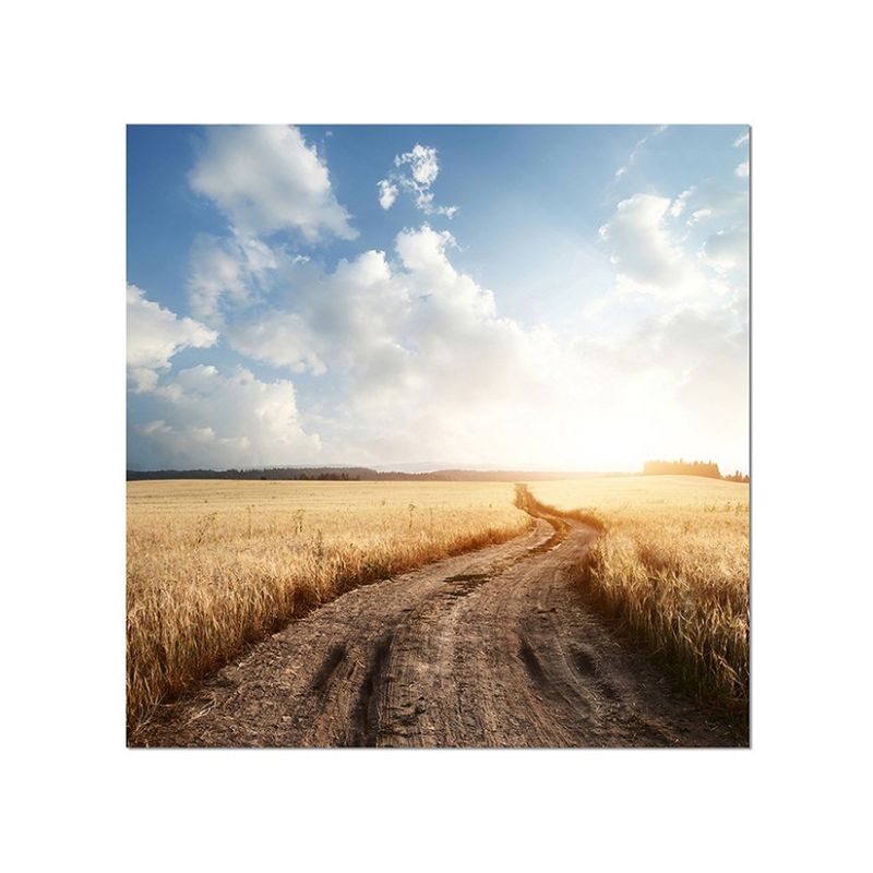 80x80cm Feld Feldweg Himmel Wolken Natur