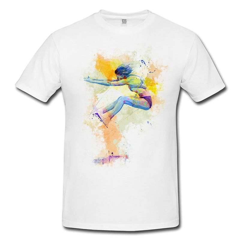 Weitsprung I  Herren und Damen T-Shirt Sport Motiv aus Paul Sinus Aquarell