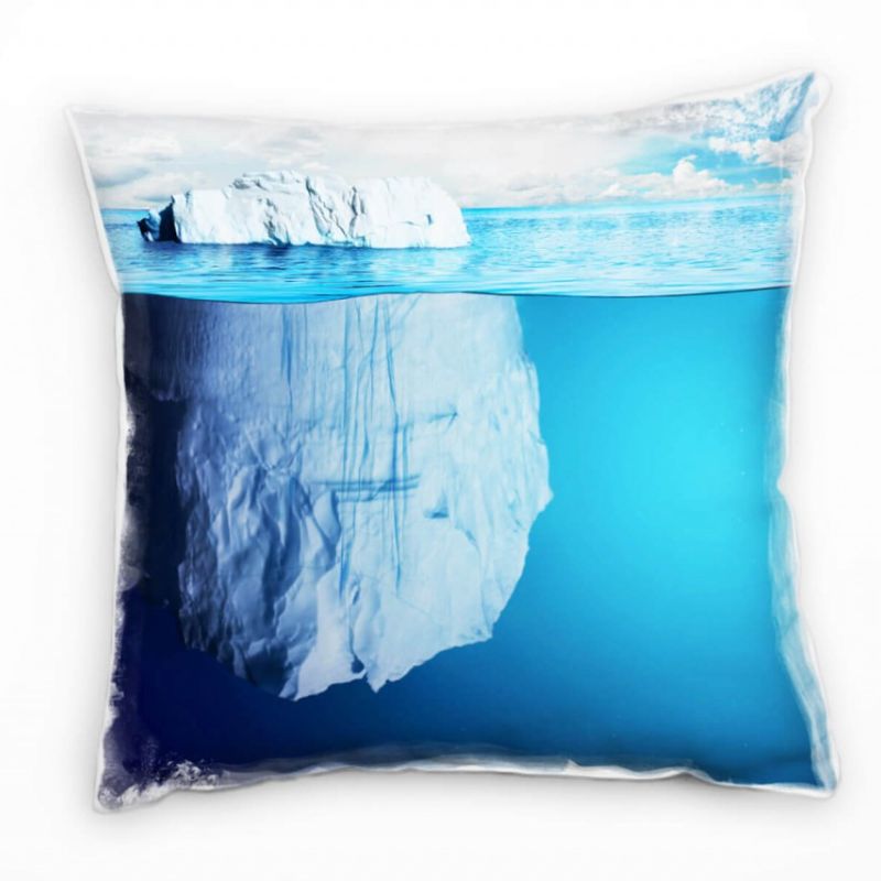 Natur, Meer, Winter, blau, weiß, Eisberg, Unterwasser Deko Kissen 40x40cm für Couch Sofa Lounge Zier