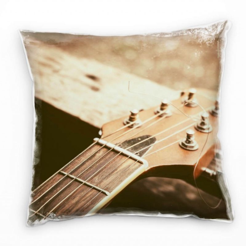 Macro, Gitarre, Musik, braun Deko Kissen 40x40cm für Couch Sofa Lounge Zierkissen