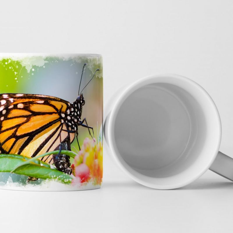 Tasse Geschenk Schmetterling auf einer Blüte