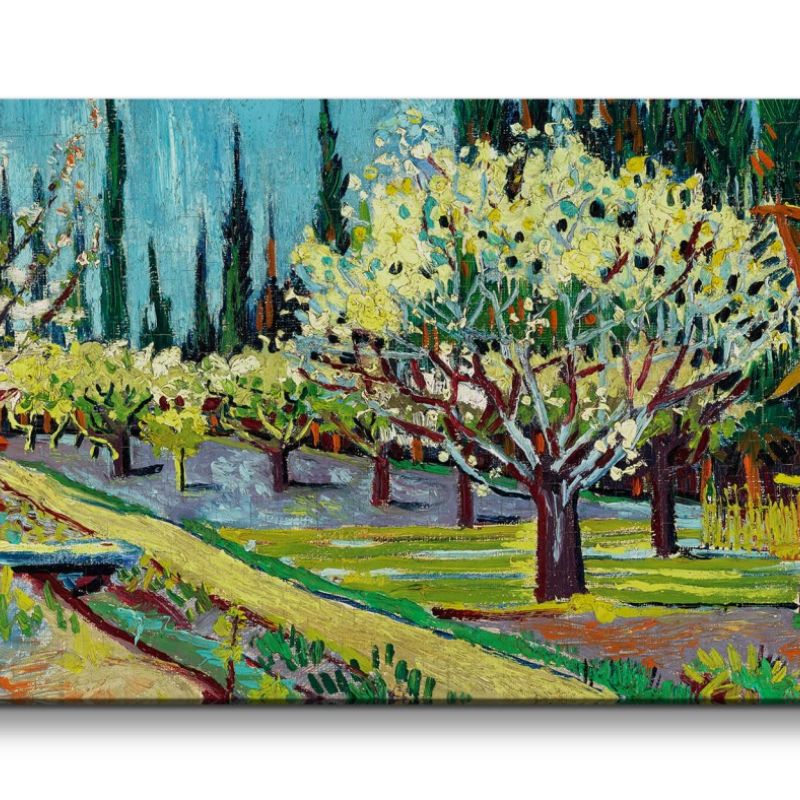 Remaster 120x60cm Vincent van Gogh Impressionismus Weltberühmtes Gemälde Garten Bäume Farbenfroh