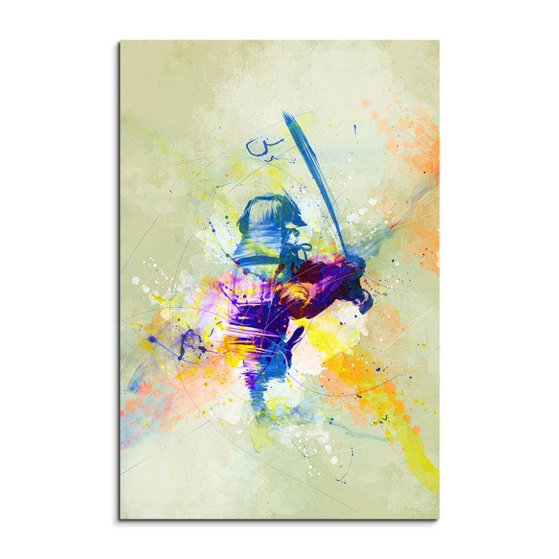 Samurai 90x60cm Aquarell Art Leinwandbild