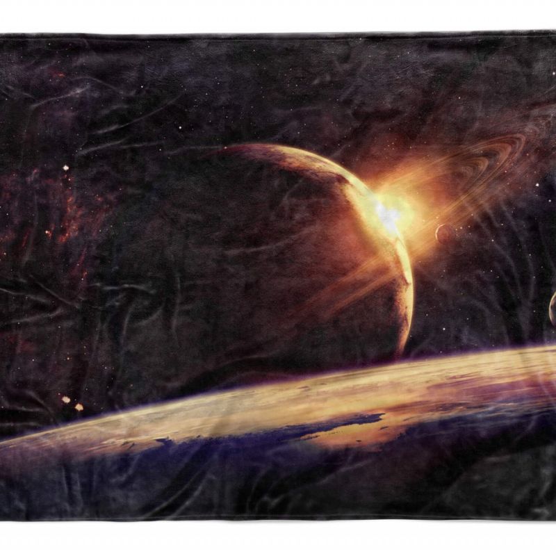 Handtuch Strandhandtuch Saunatuch Kuscheldecke  mit Fotomotiv Planeten Saturn So