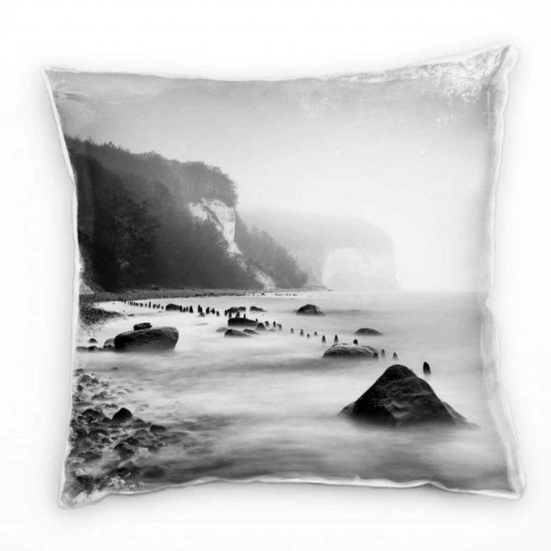 Strand und Meer, Rügen, Ostsee, Sassnitz, grau Deko Kissen 40x40cm für Couch Sofa Lounge Zierkissen