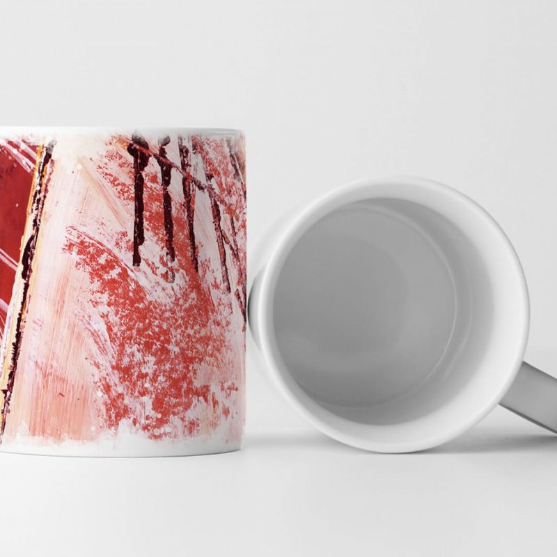 Tasse Geschenk hell lachsfarbener Hintergrund; rot, weinroten Abstraktionen