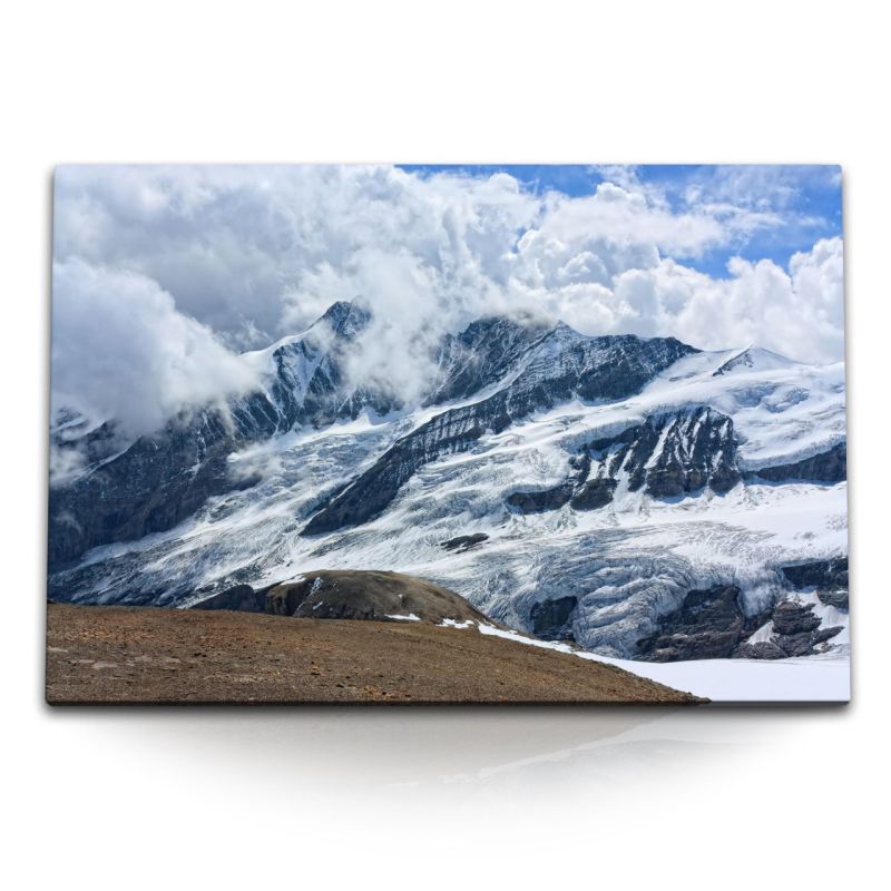 120x80cm Wandbild auf Leinwand Alpen Berge Gletscher Gebirge Österreich Schnee