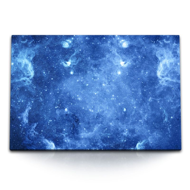 120x80cm Wandbild auf Leinwand Galaxie Universum Blau Sterne  Weltall