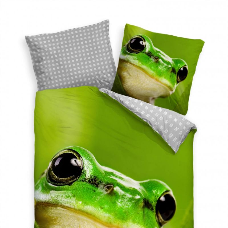 Frosch Grn Tierwelt  Bettwäsche Set 135×200 cm + 80x80cm  Atmungsaktiv