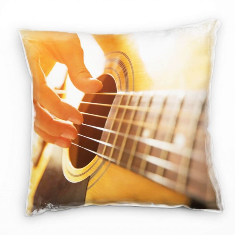 Macro, braun, orange, gespielte Gitarre Deko Kissen 40x40cm für Couch Sofa Lounge Zierkissen