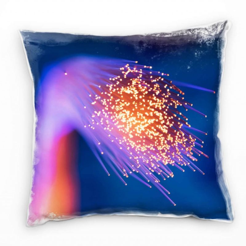 Macro, Lichtpunkte, orange, blau Deko Kissen 40x40cm für Couch Sofa Lounge Zierkissen