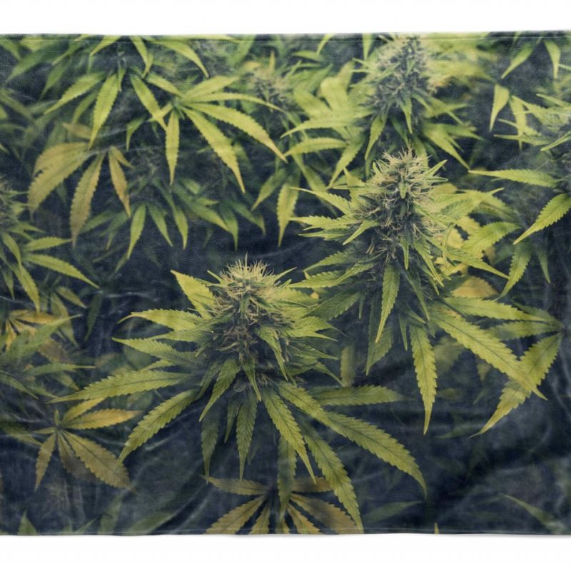 Handtuch Strandhandtuch Saunatuch Kuscheldecke  mit Fotomotiv Cannabis Hanf Pfla