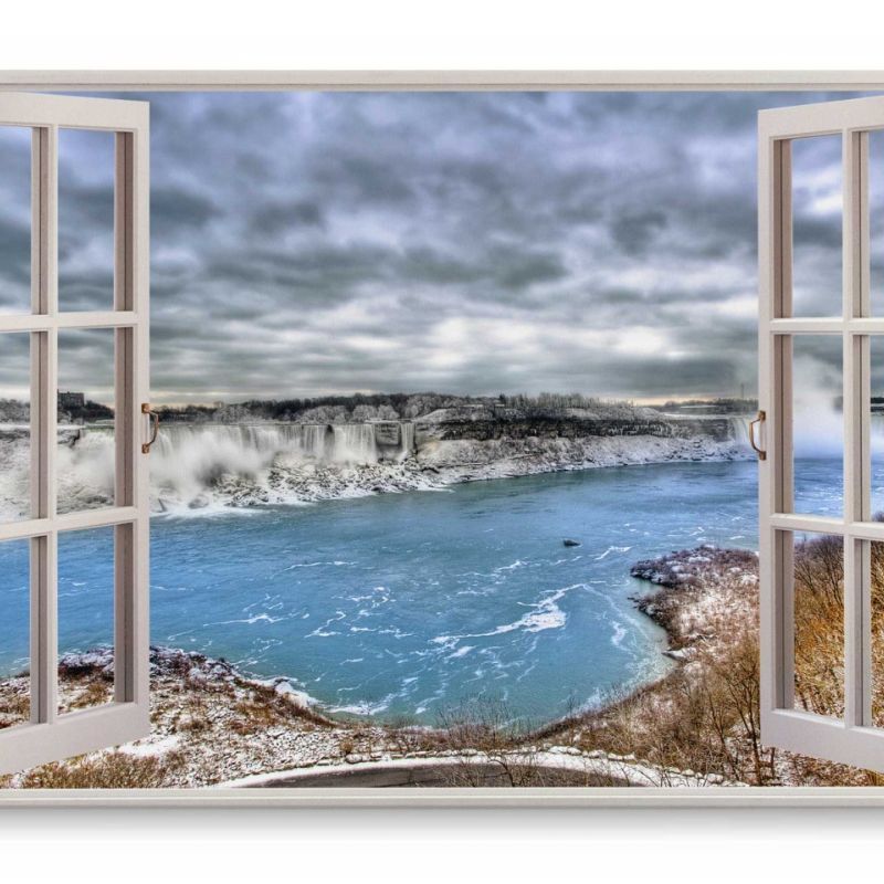 Wandbild 120x80cm Fensterbild Niagarafälle Wasserfall Niagara Blau Fluss