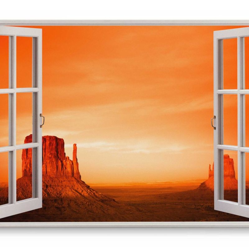 Wandbild 120x80cm Fensterbild Grand Canyon USA Rot Abendrot Felsen roter Himmel