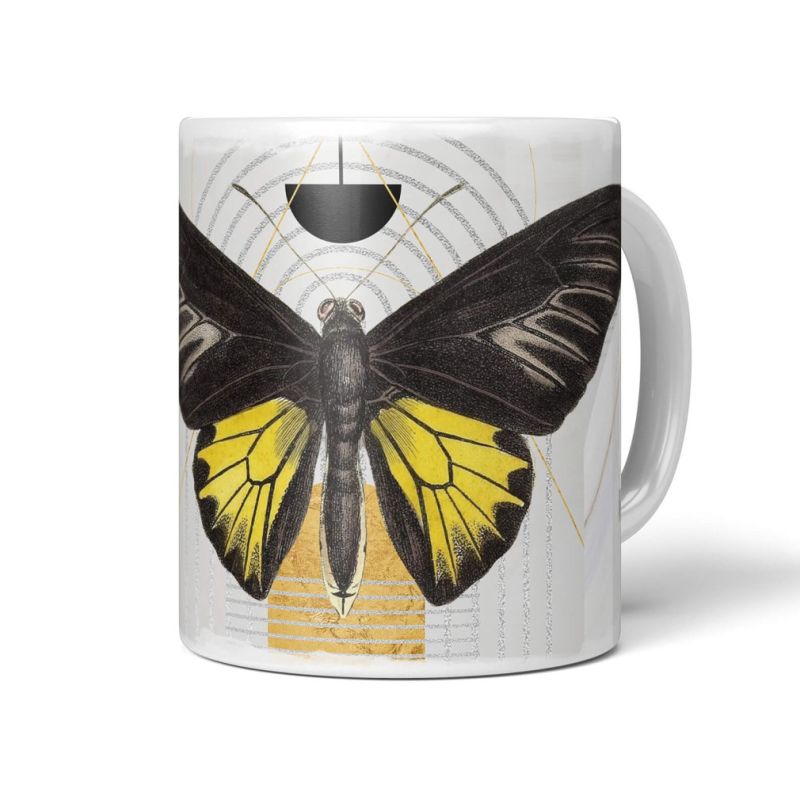 Dekorative Tasse mit schönem Motiv schönem Design Schmetterling Gold Schwarz Einzigartig