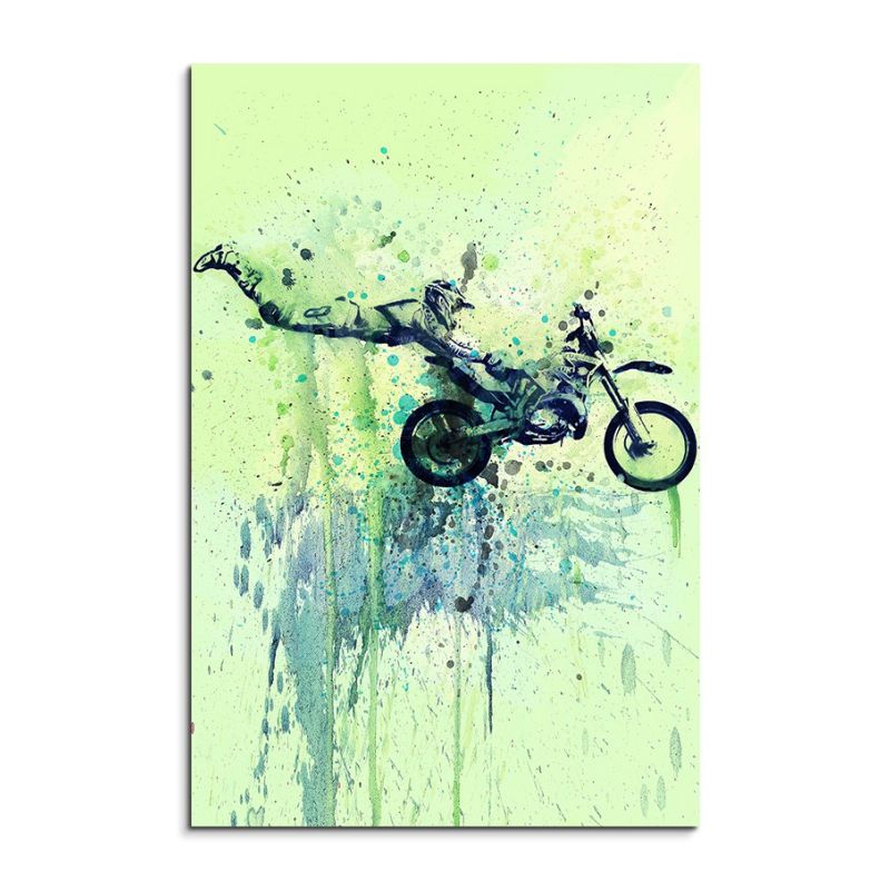 Motocross Jumps 90x60cm  Aquarell Art Leinwandbild