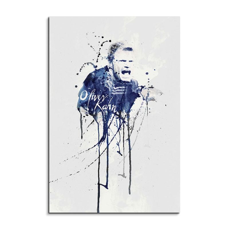 Oliver Kahn IV 90x60cm Keilrahmenbild Kunstbild  Aquarell Art Wandbild auf Leinwand fertig gerahmt O