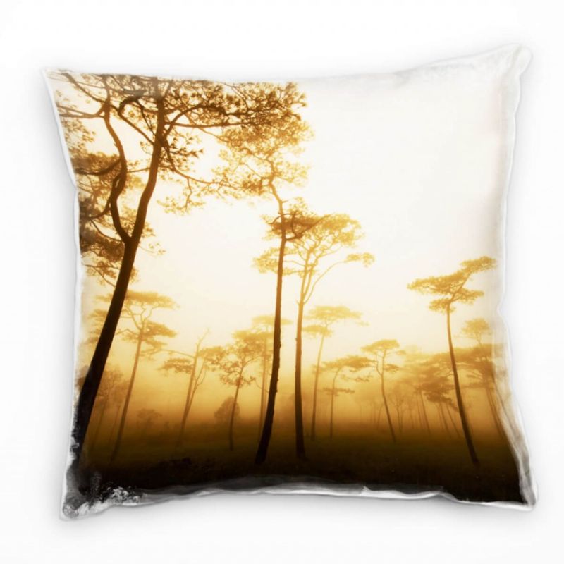 Natur, sepia, Wald im Nebel, Thailand Deko Kissen 40x40cm für Couch Sofa Lounge Zierkissen