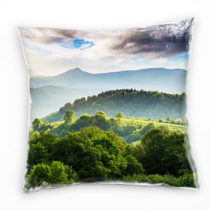 Landschaft, grün, grau, Morgen, Wald, Ukraine Deko Kissen 40x40cm für Couch Sofa Lounge Zierkissen